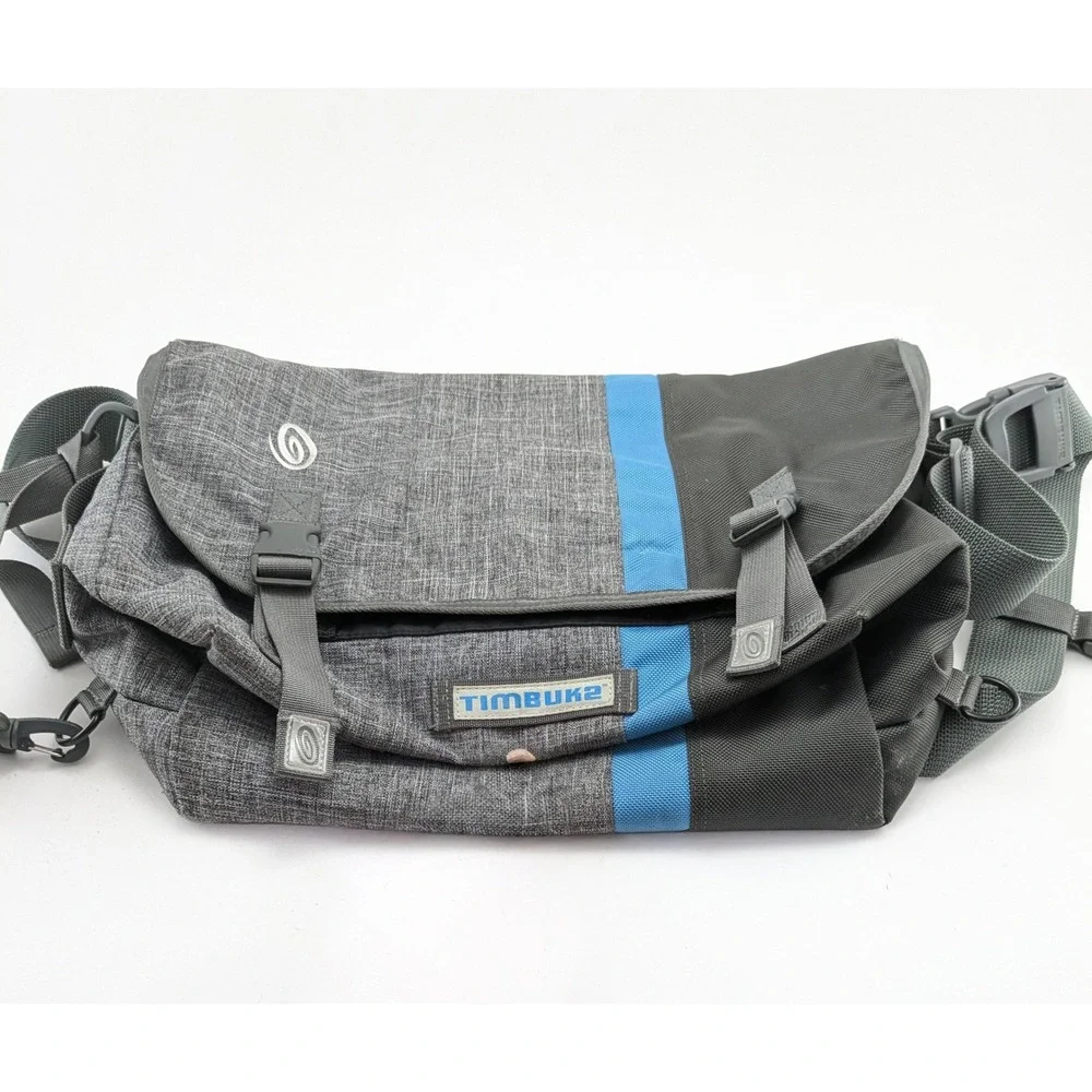 Timbuk2 Messenger (16x10) Grey Black Blue Laptop Carry On Travel Bag Large L